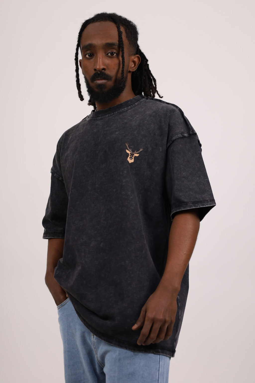 SNOW DEER  Signature Oversized Tee — Dark Grey