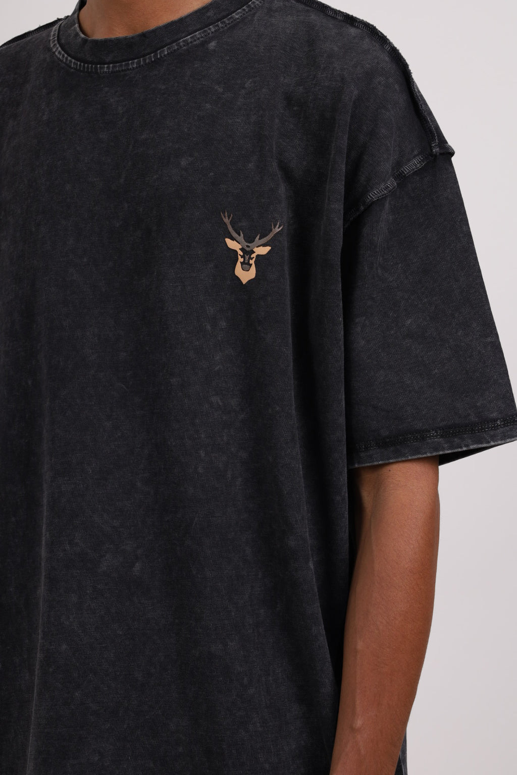 SNOW DEER  Signature Oversized Tee — Dark Grey